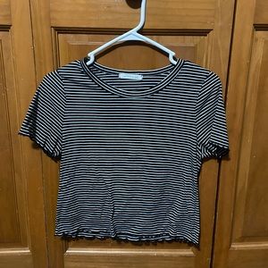 Caution to the Wind cropped, striped tee.